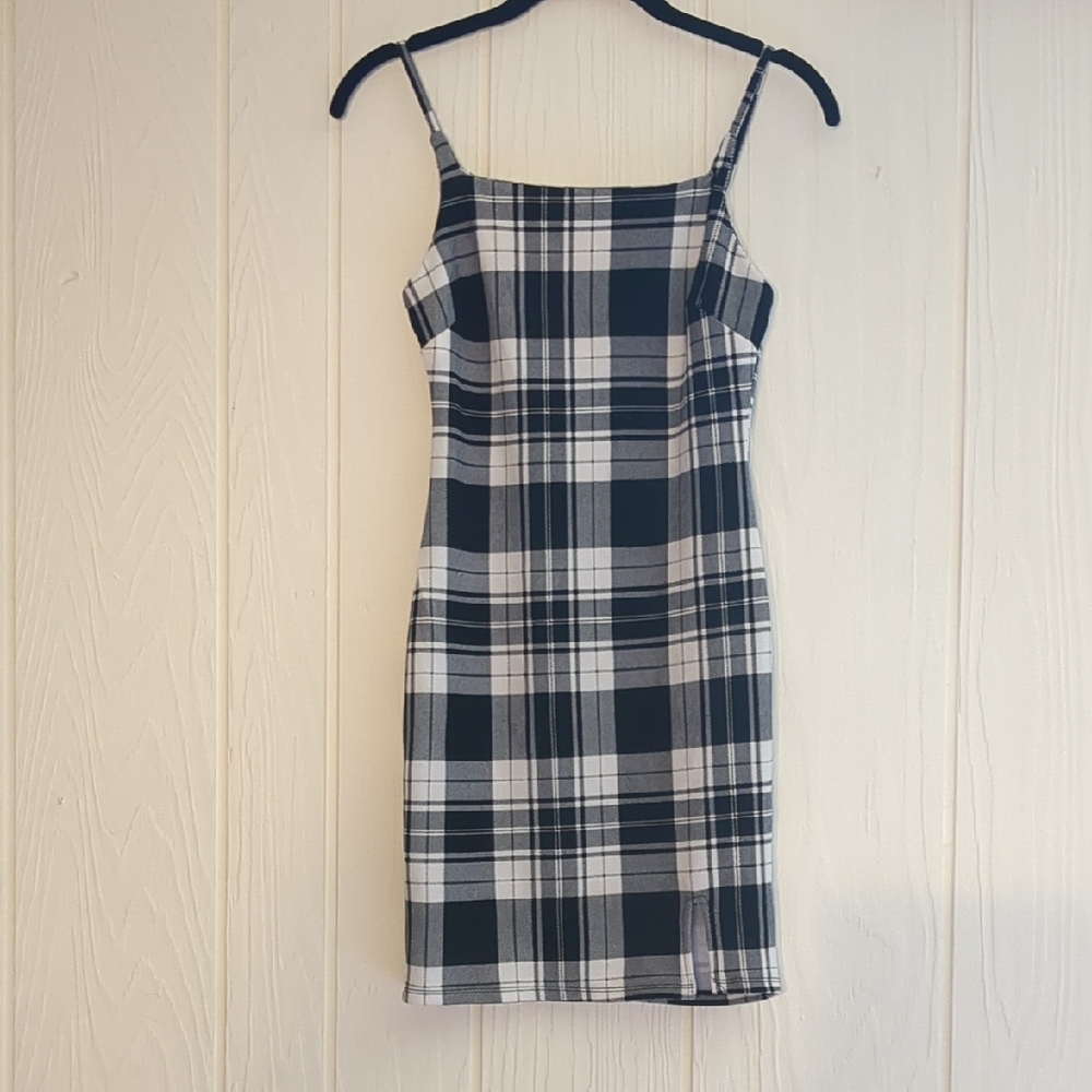 No Boundaries Black and White Checkered Mini Dress